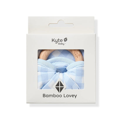 Lovey in Gingham Breeze with Removable Wooden Teething Ring