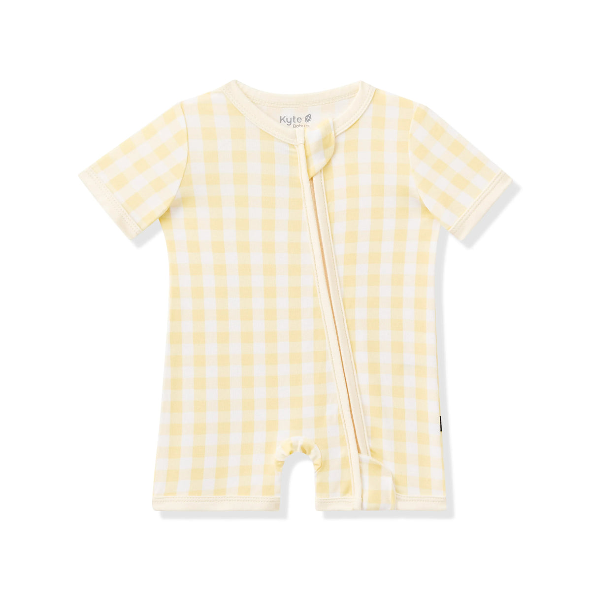Zipper Shortall Romper in Gingham Chamomile