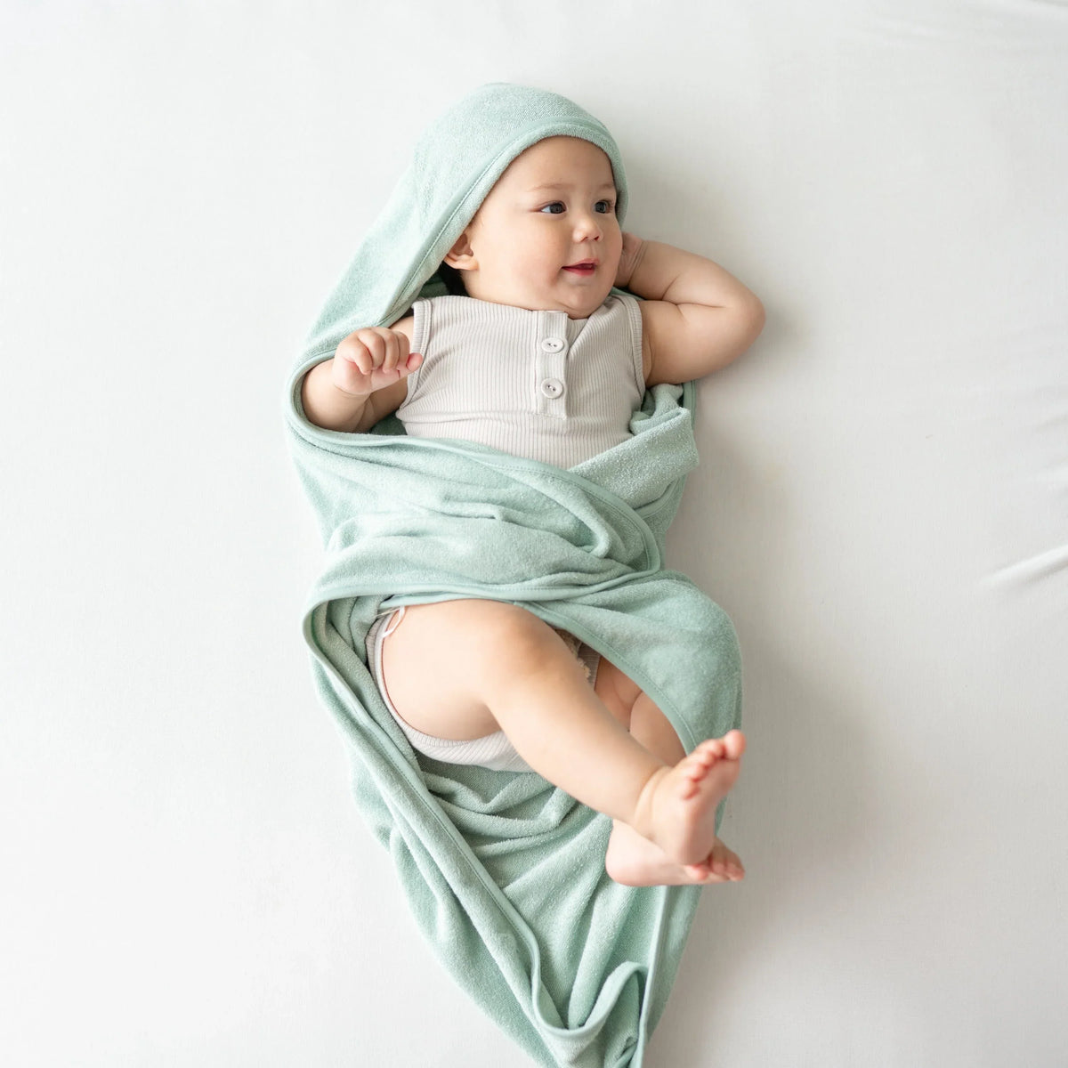 Hooded Bath Towel in Sage