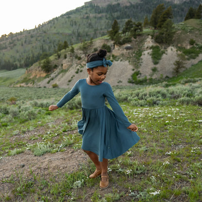 Long Sleeve Twirl Dress in Atlantic