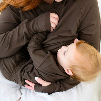 Women's French Terry Nursing Hoodie in Espresso
