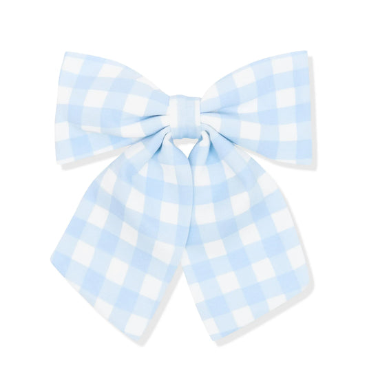 Large Alligator Clip Bow in Gingham Breeze