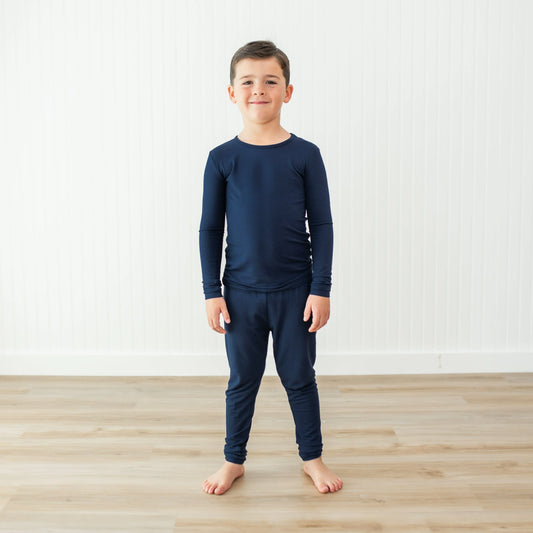 Long Sleeve Pajamas in Navy