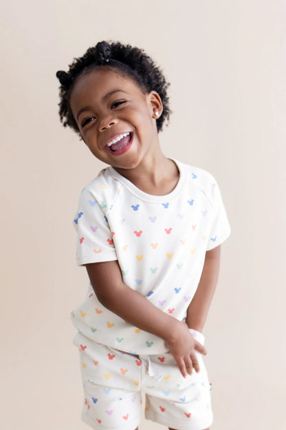 Short Sleeve Jogger Set in Pastel Mickey Mouse