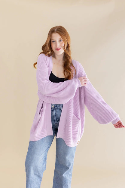 Chunky Knit Women's Oversized Cardigan in Thistle