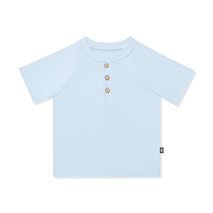 Short Sleeve Toddler Henley Tee in Breeze