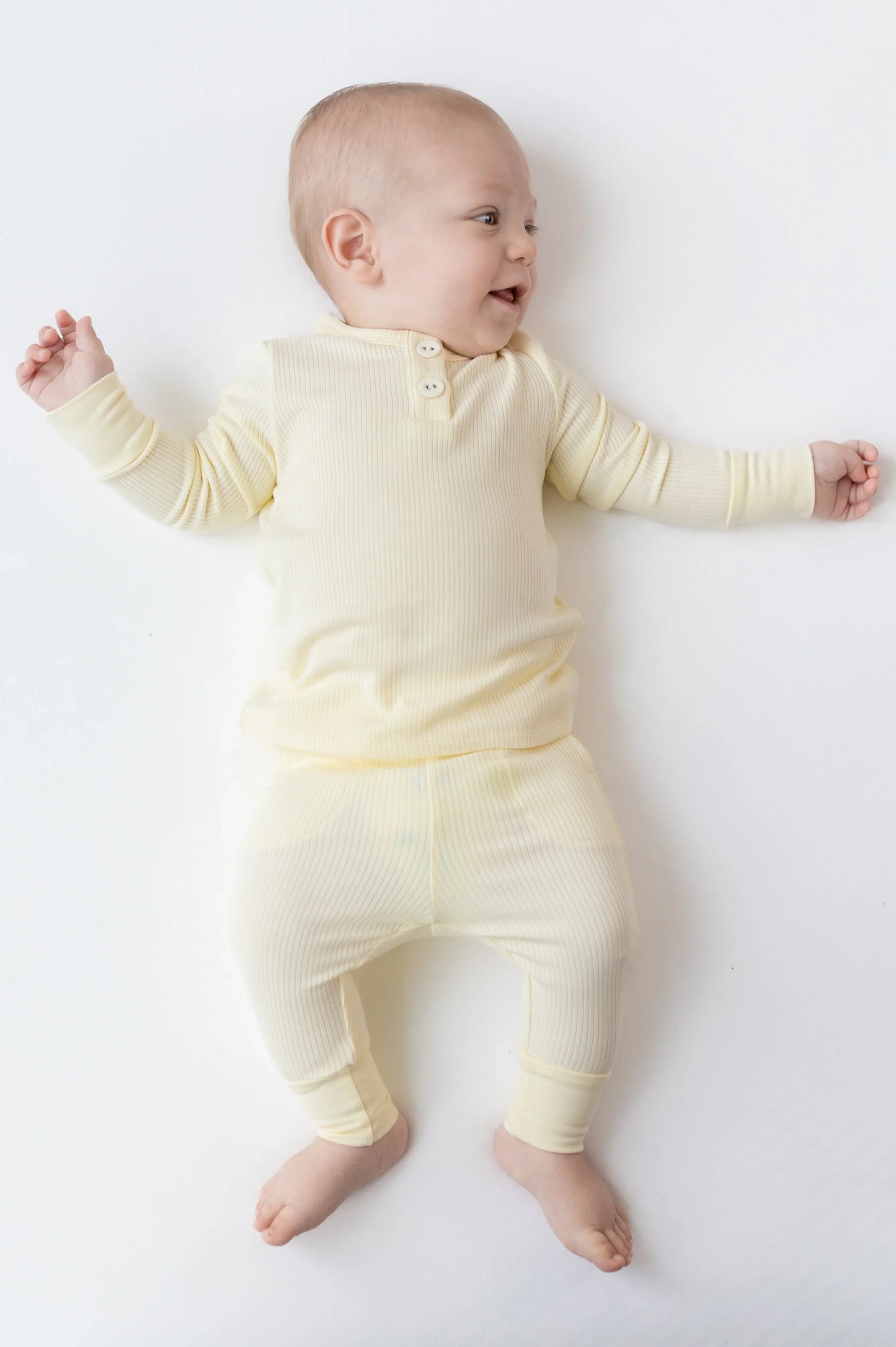 Ribbed Infant Henley Set in Chamomile
