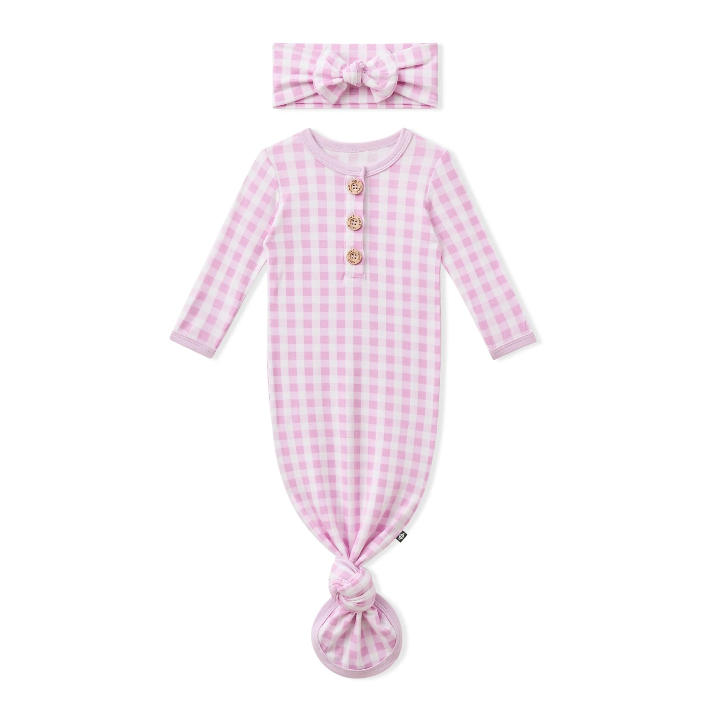 Knotted Gown with Bow Set in Gingham Thistle