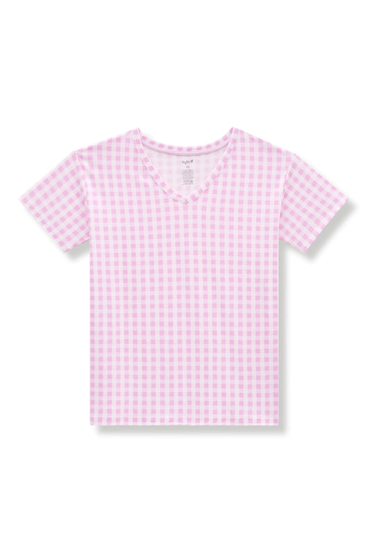 Women's Relaxed Fit V-Neck in Gingham Thistle