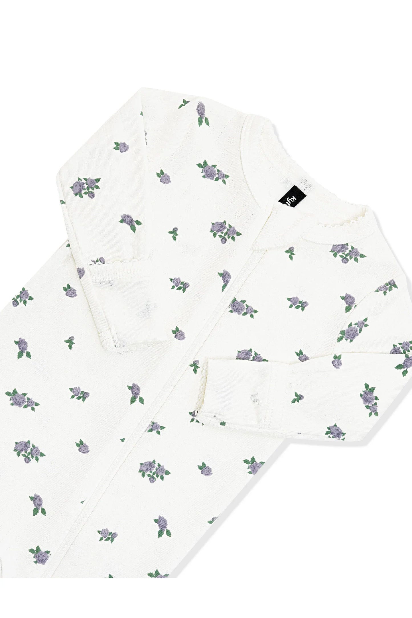 Pointelle Zippered Footie in Spray Rose