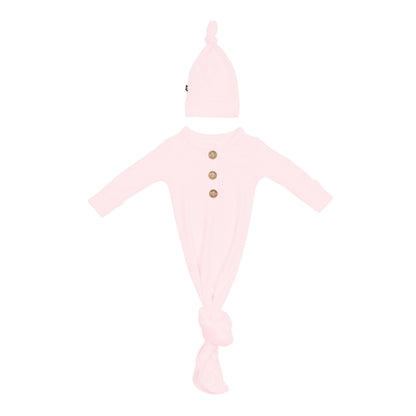 Ribbed Knotted Gown with Hat Set in Sakura