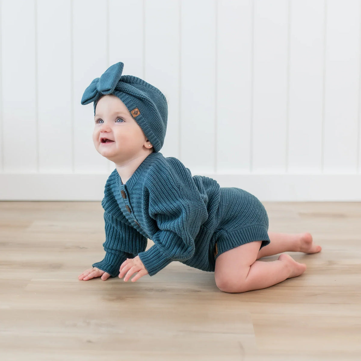 Chunky Knit Romper in Atlantic