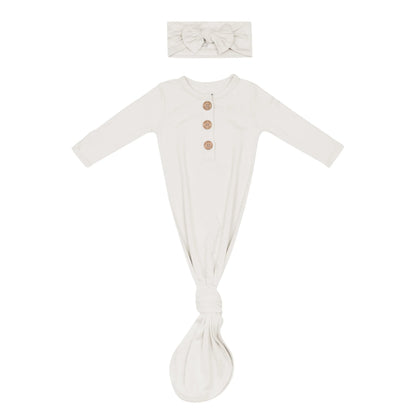 Knotted Gown with Bow Set in Oat