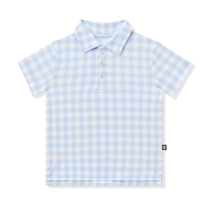 Toddler Short Sleeve Polo in Gingham Breeze