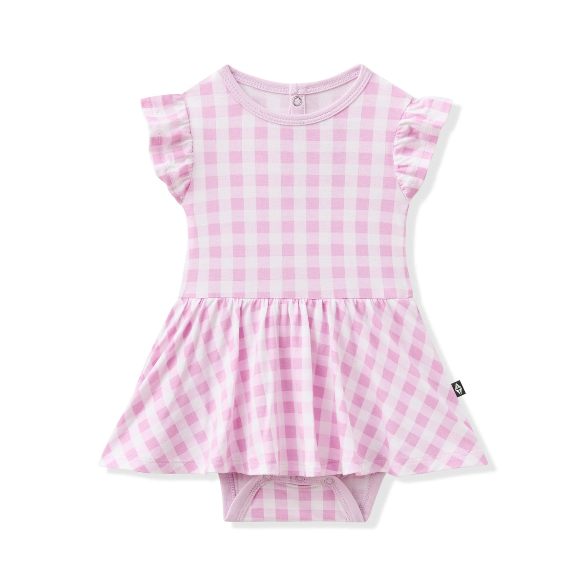 Twirl Bodysuit Dress in Gingham Thistle