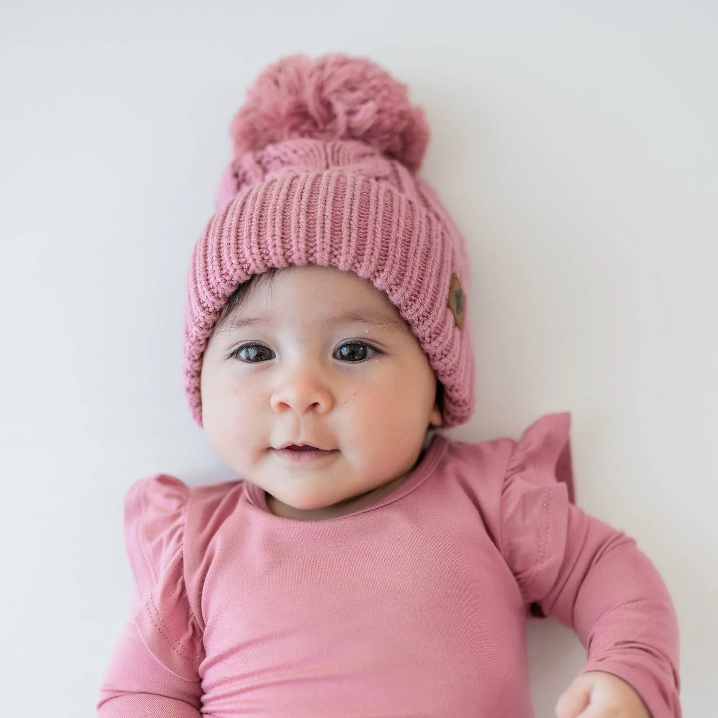 Chunky Cable Knit Beanie in Apple Blossom