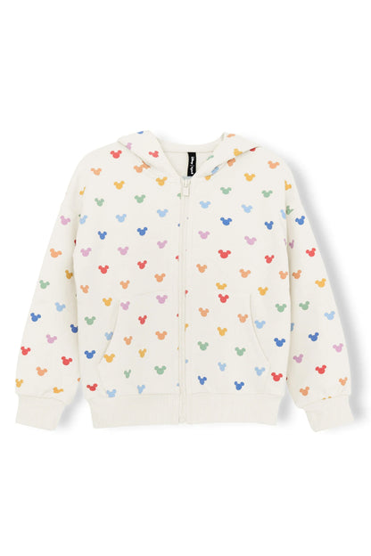 Zip-Up Hoodie in Pastel Mickey Mouse