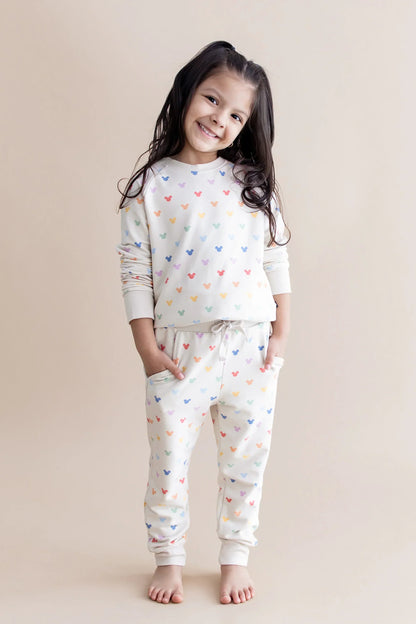 Long Sleeve Jogger Set in Pastel Mickey Mouse