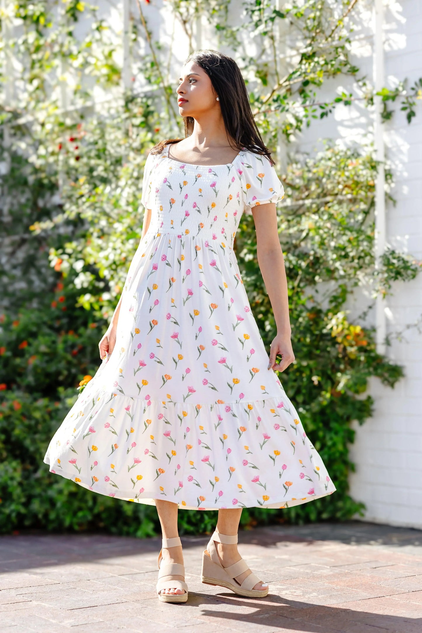 Women’s Smocked Dress in Tulip