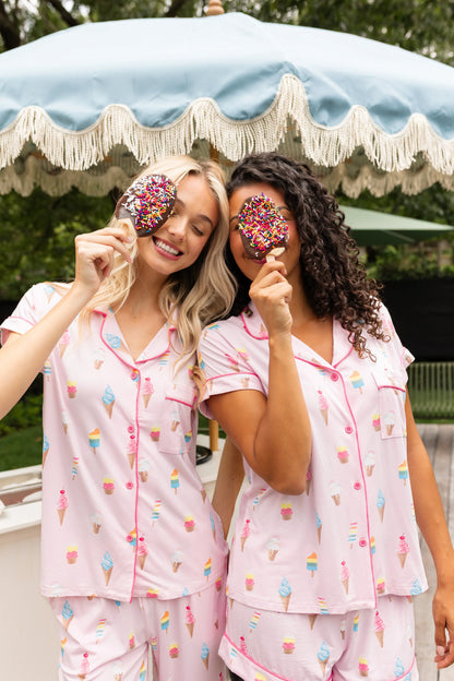 Women's Short Sleeve Pajama Set in Sakura Ice Cream