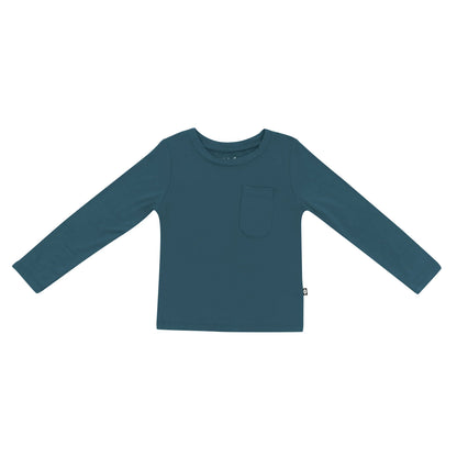 Long Sleeve Toddler Crew Neck Tee in Atlantic