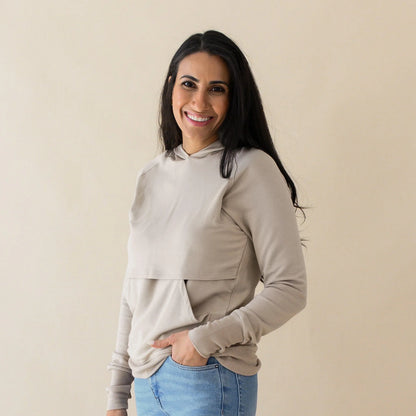 Women's French Terry Nursing Hoodie in Almond