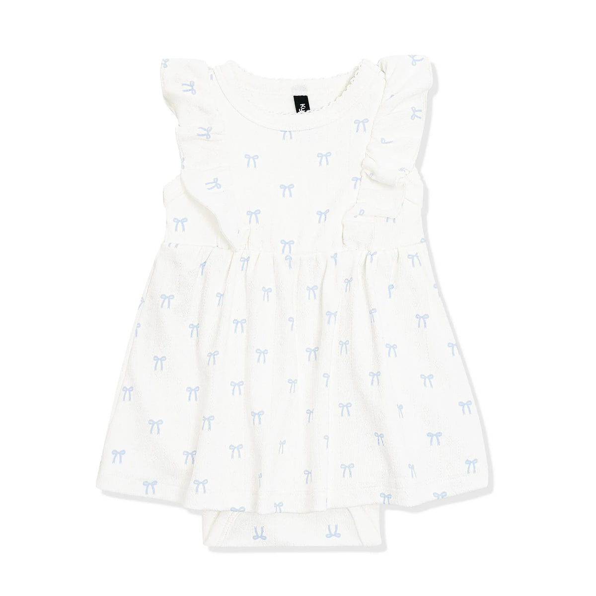 Pointelle Bodysuit Dress in Sweet Blue Bow