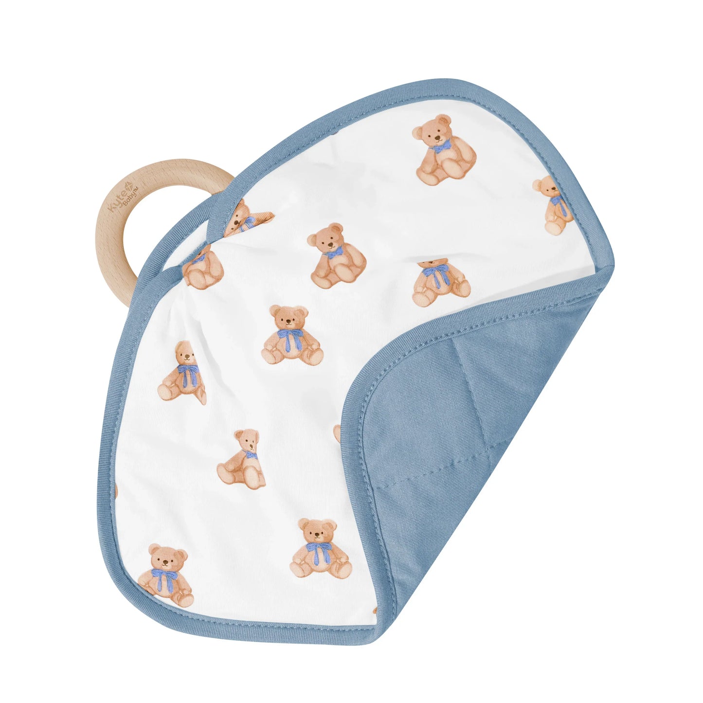 Lovey in Teddy Bear with Removable Wooden Teething Ring