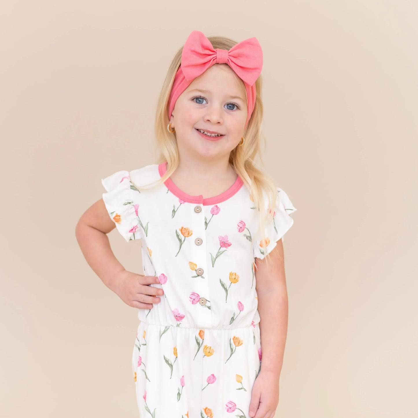 Flutter Sleeve Romper in Tulip
