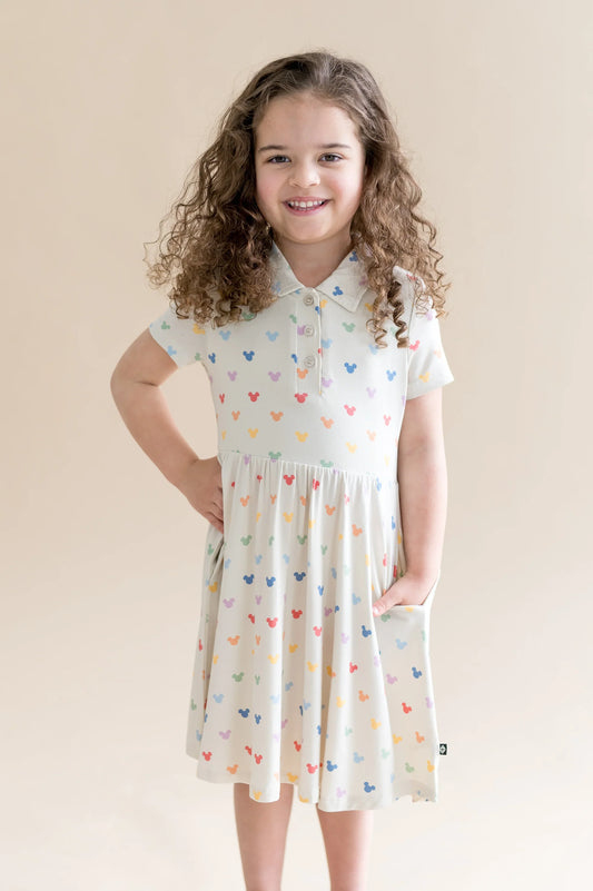 Polo Dress in Pastel Mickey Mouse