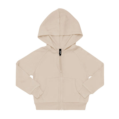 Fleece Zip Up Hoodie in Almond