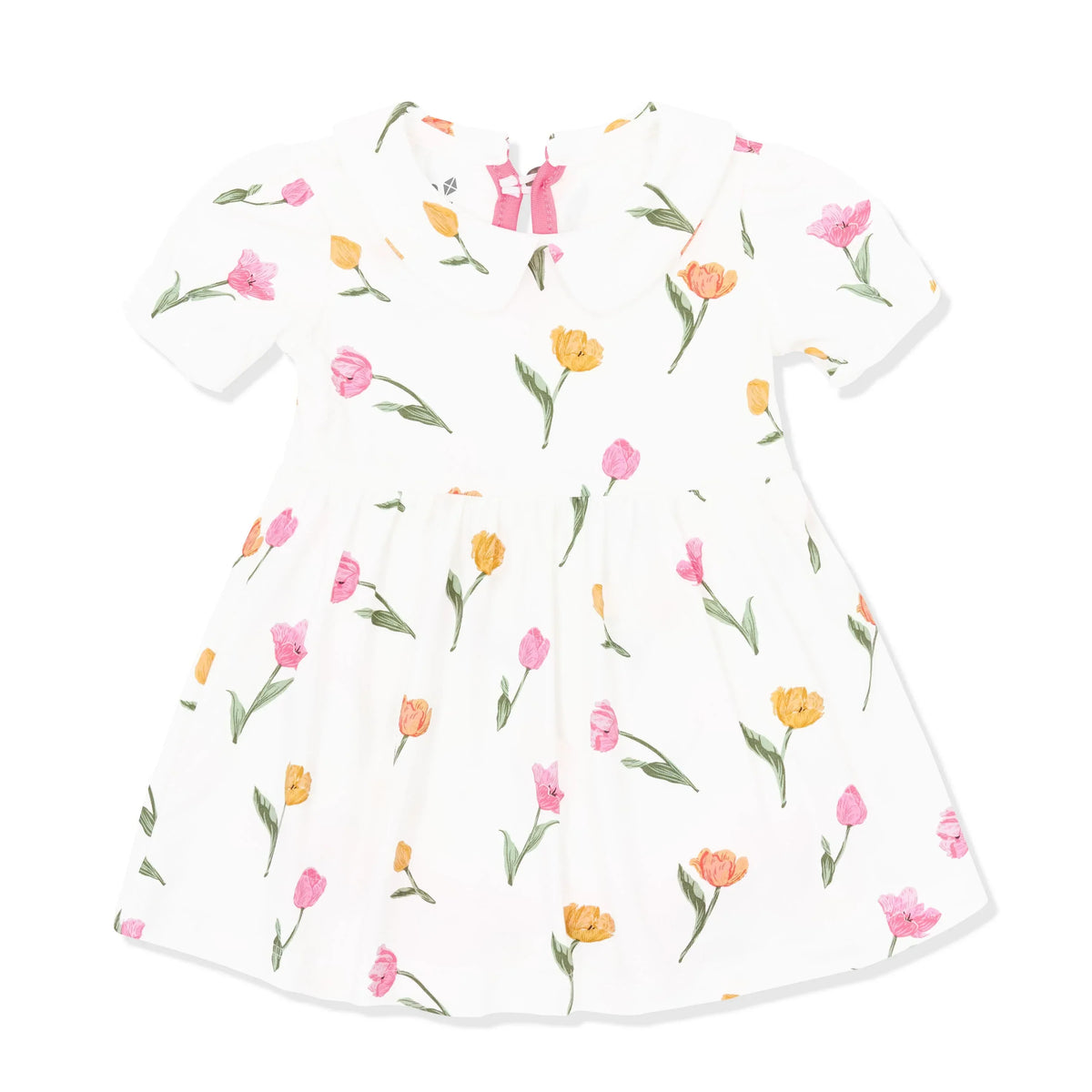Peter Pan Collar Bodysuit Dress in Tulip