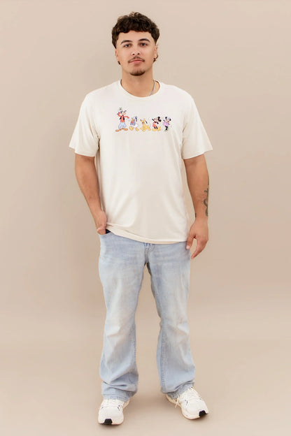 Men's Crew Neck Tee in Mickey and Friends on Ecru