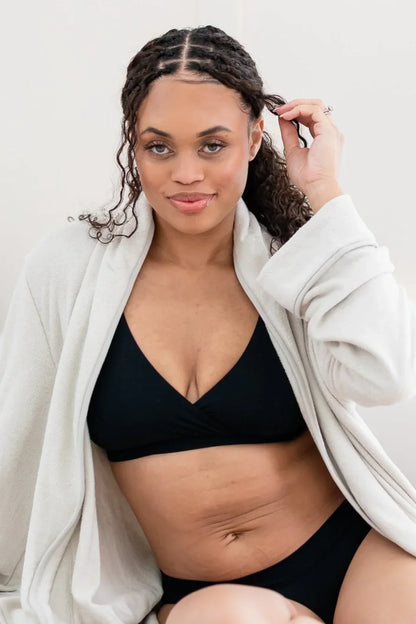 Women's Cross Front Bralette in Midnight