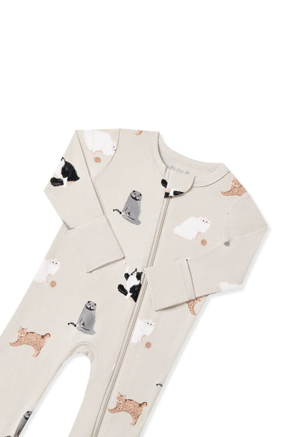 Zippered Romper in Fluffy Cat