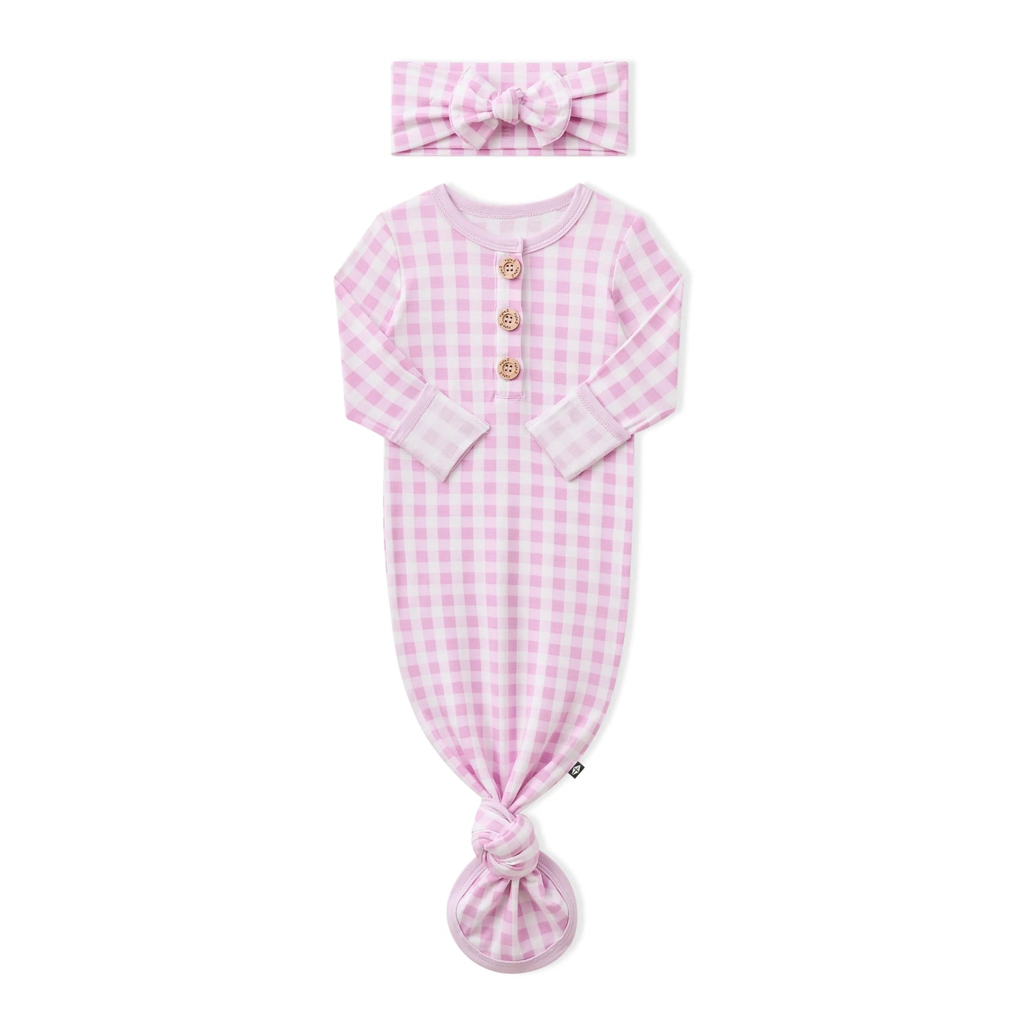 Knotted Gown with Bow Set in Gingham Thistle