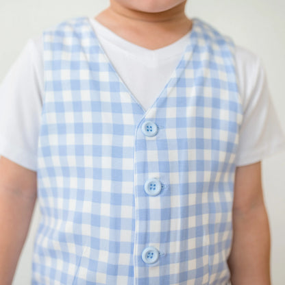 Tuxedo Vest in Gingham Breeze