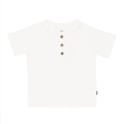 Short Sleeve Toddler Henley Tee in Cloud