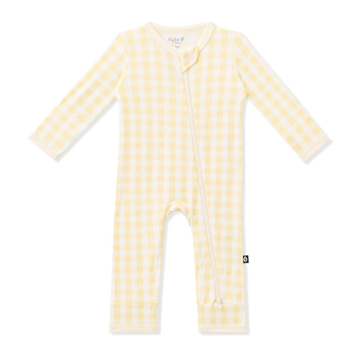 Zippered Romper in Gingham Chamomile