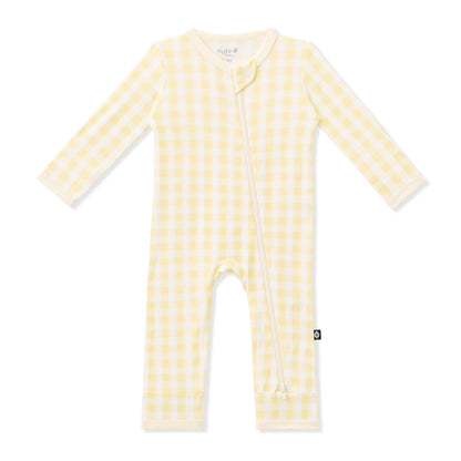 Zippered Romper in Gingham Chamomile