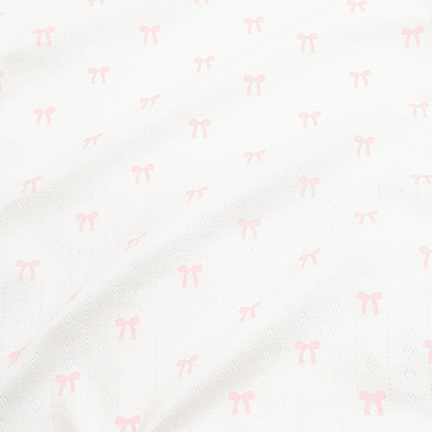Pointelle Short Sleeve Set in Sweet Pink Bow