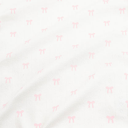 Pointelle Short Sleeve Set in Sweet Pink Bow