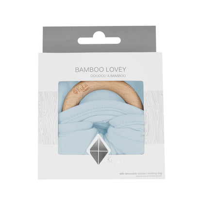 Lovey in Fog with Removable Wooden Teething Ring