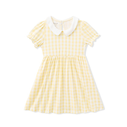 Peter Pan Collar Dress in Gingham Chamomile