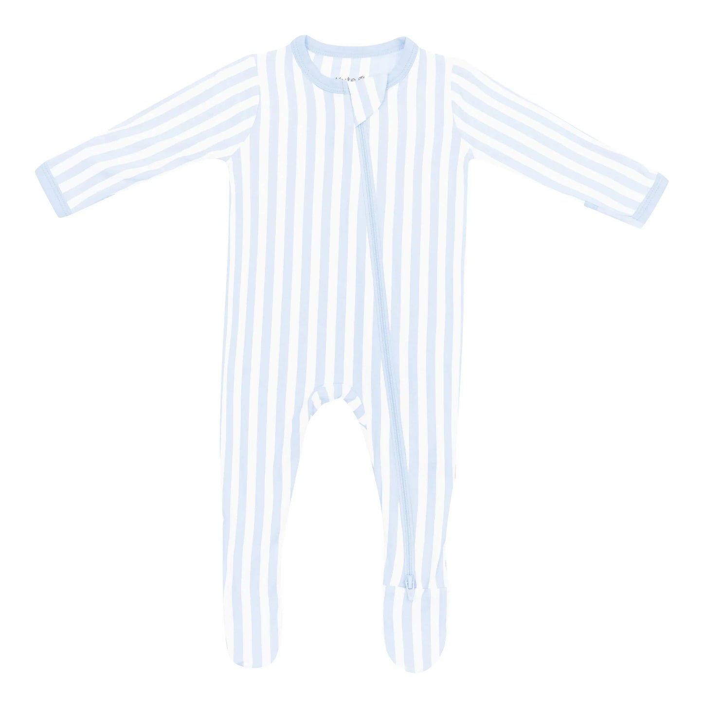 Zippered Footie in Small Mist Stripe