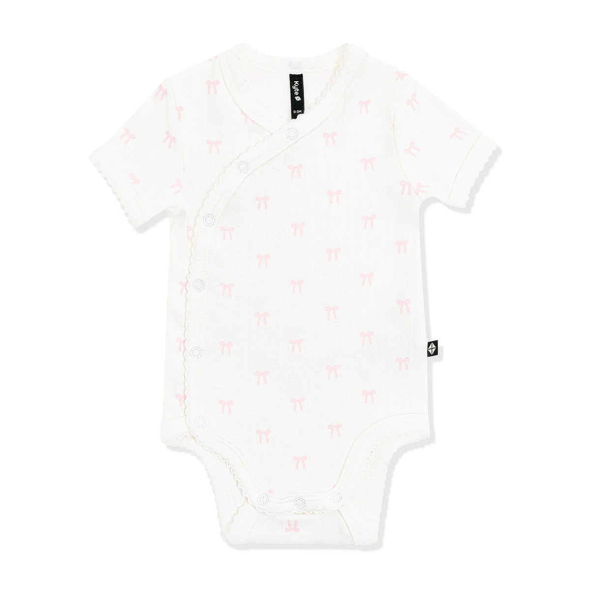 Pointelle Kimono Bodysuit in Sweet Pink Bow