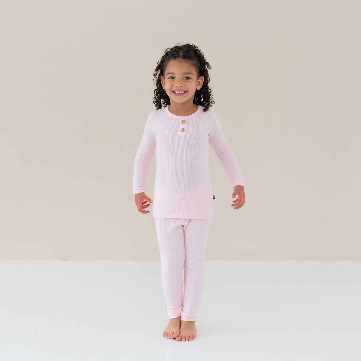 Ribbed Henley Set in Sakura