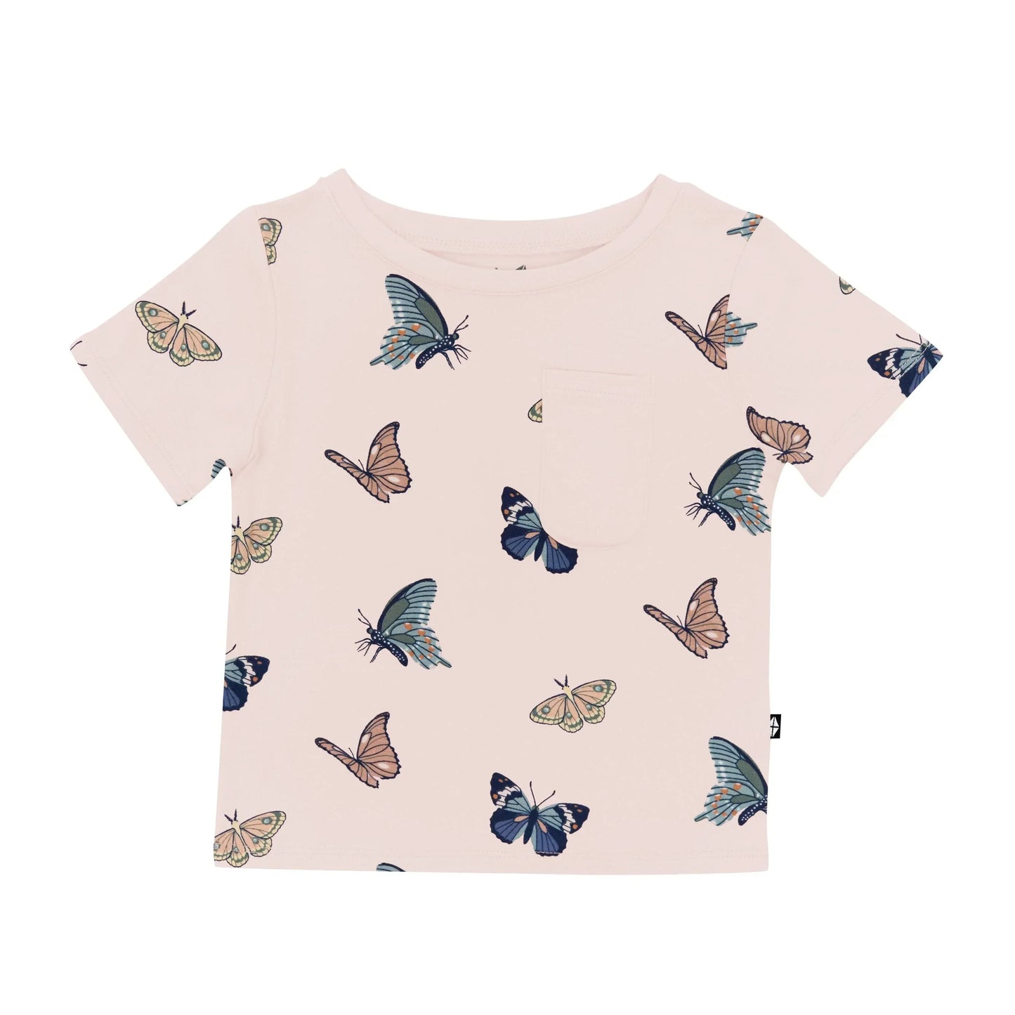 Toddler Crew Neck Tee in Blush Butterfly