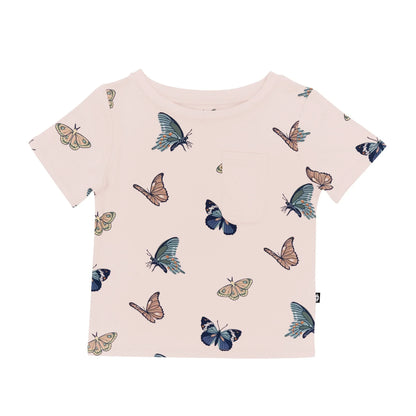 Toddler Crew Neck Tee in Blush Butterfly