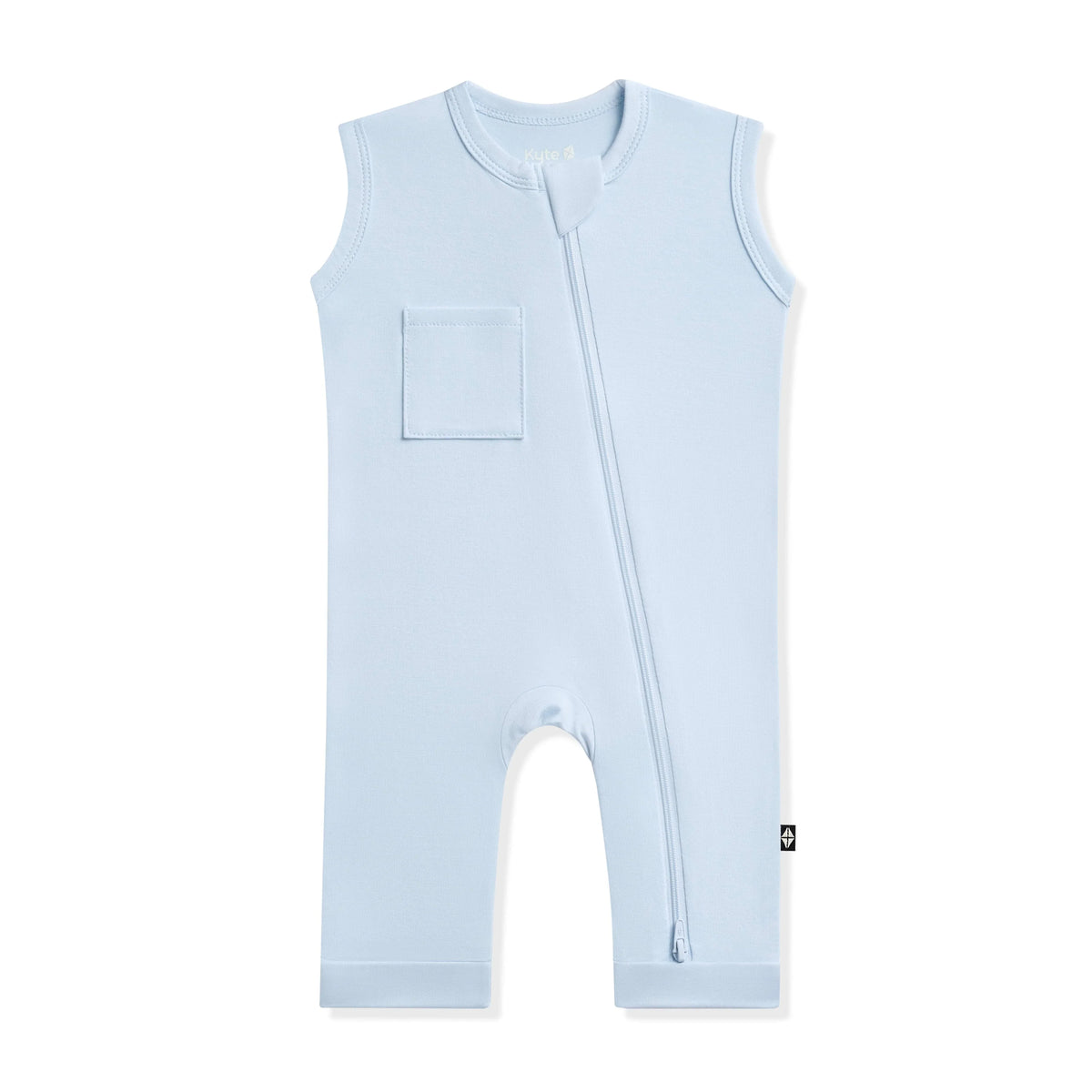 Zippered Sleeveless Romper in Breeze